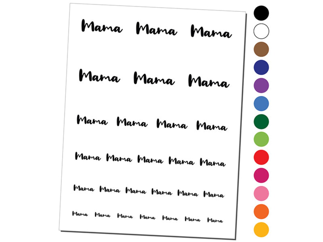 Mama Cursive Text Mom Mother Temporary Tattoo Water Resistant Fake Body Art Set Collection